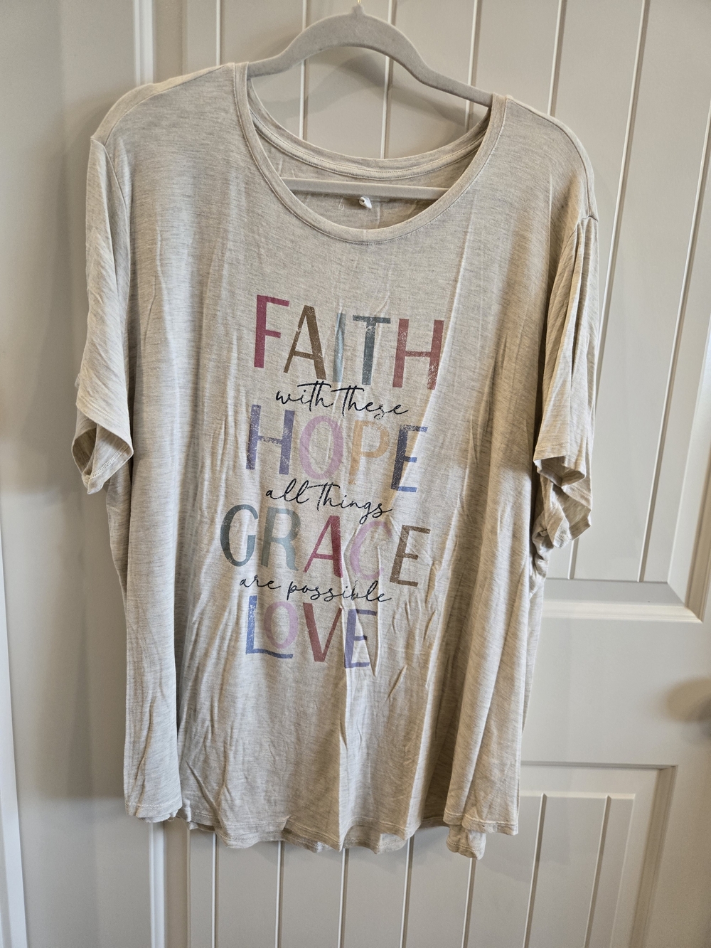 Maurices Cream Graphic Tee with Multicolor Text Size 3x